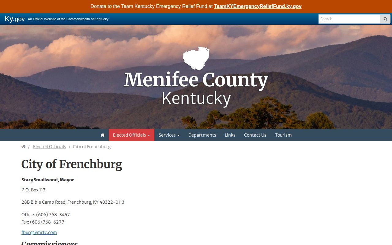 Official Frenchburg city government record page for Menifee County arrests